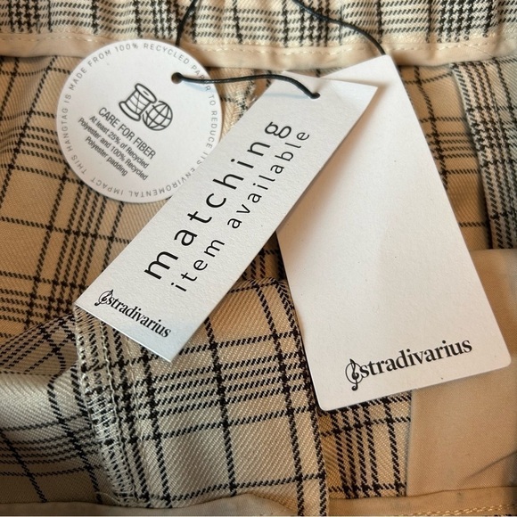 Stradivarius High Rise Wide Leg Plaid Pants Trousers Sz. US 12 - Picture 14 of 15